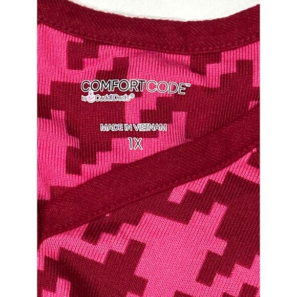 Comfort Code by CuddlDuds Brushed Ultra Knit Henley Lounger Dress Red Pink Sz 1X - Picture 8 of 10